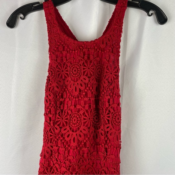 Hollister Red Lace Open Back Above The Knee Dress - Picture 2 of 11